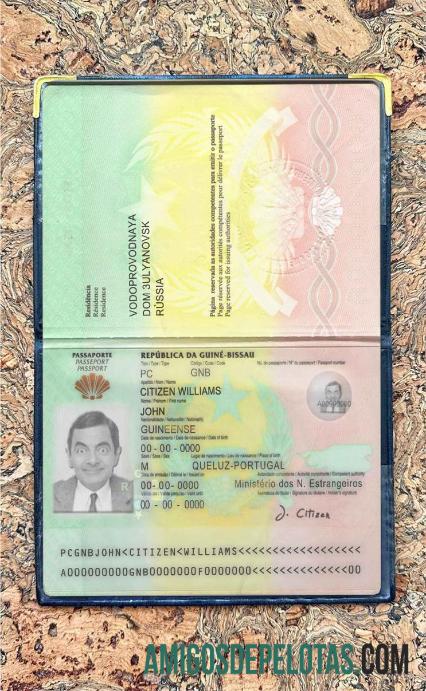 Visual fotográfico do passaporte da Guiné Bissau modelo